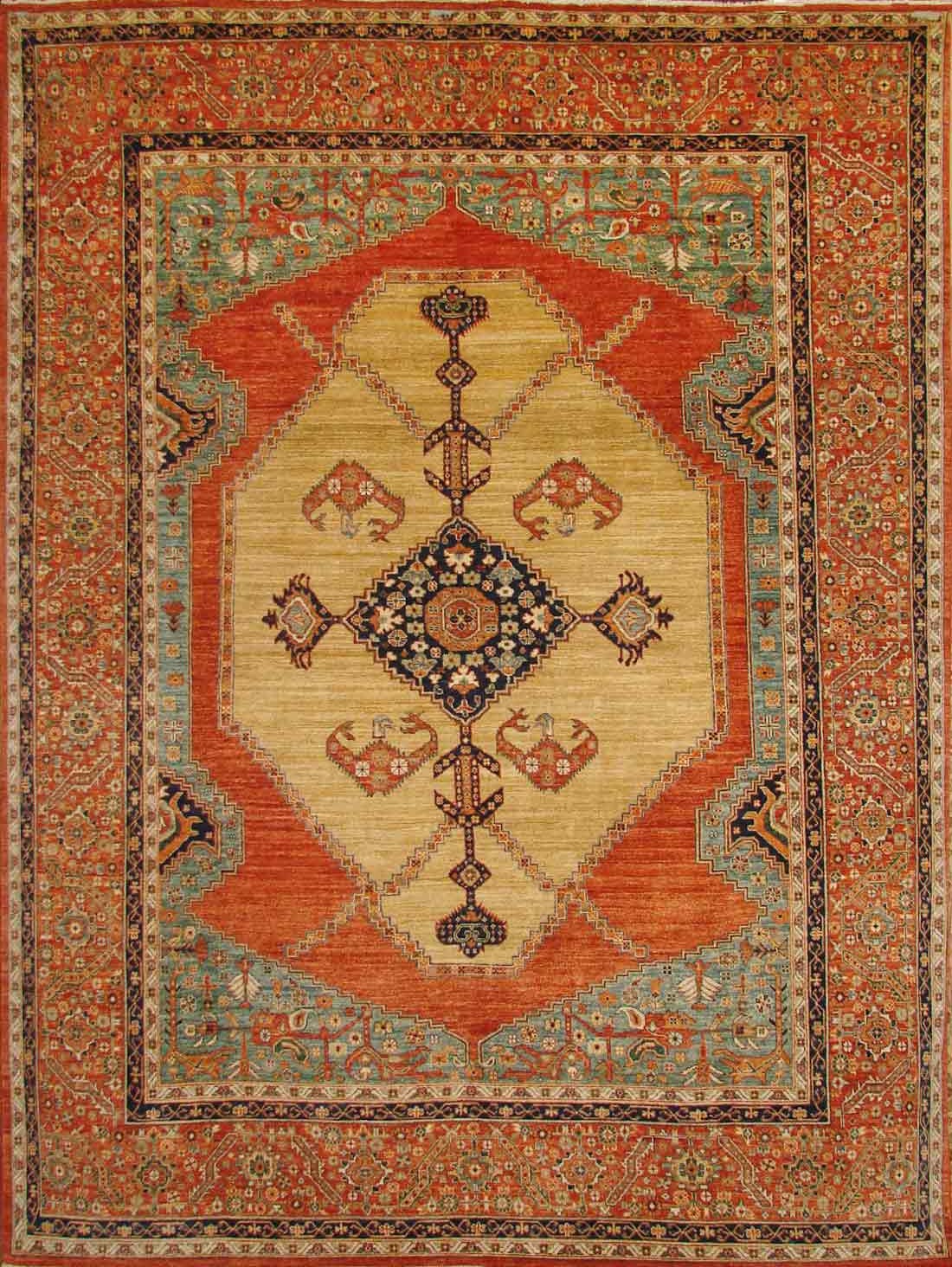 Antique Style Rugs ARYANA 19570 Lt. Gold - Gold & Rust - Orange Hand Knotted Rug