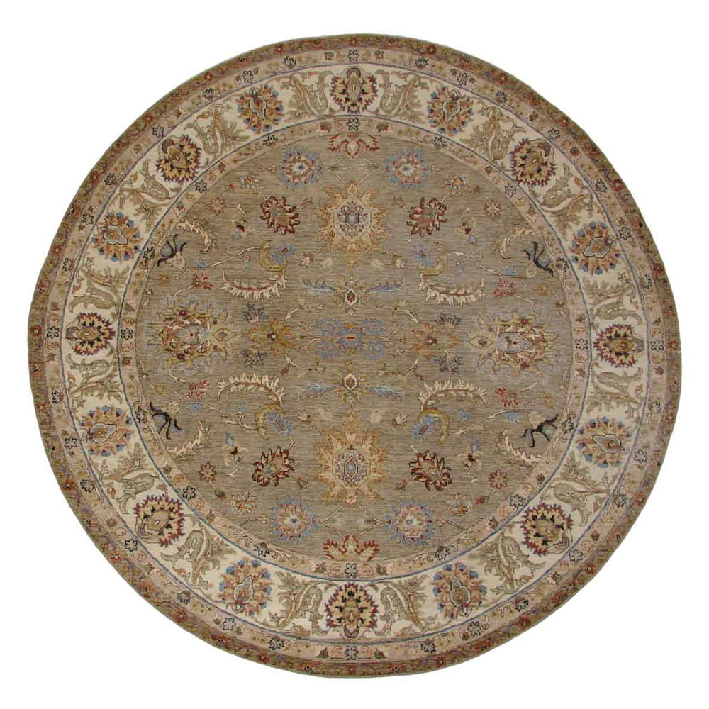 Round, Octagon & Square Rugs SULTAN 19590 Lt. Brown - Chocolate & Ivory - Beige Hand Knotted Rug
