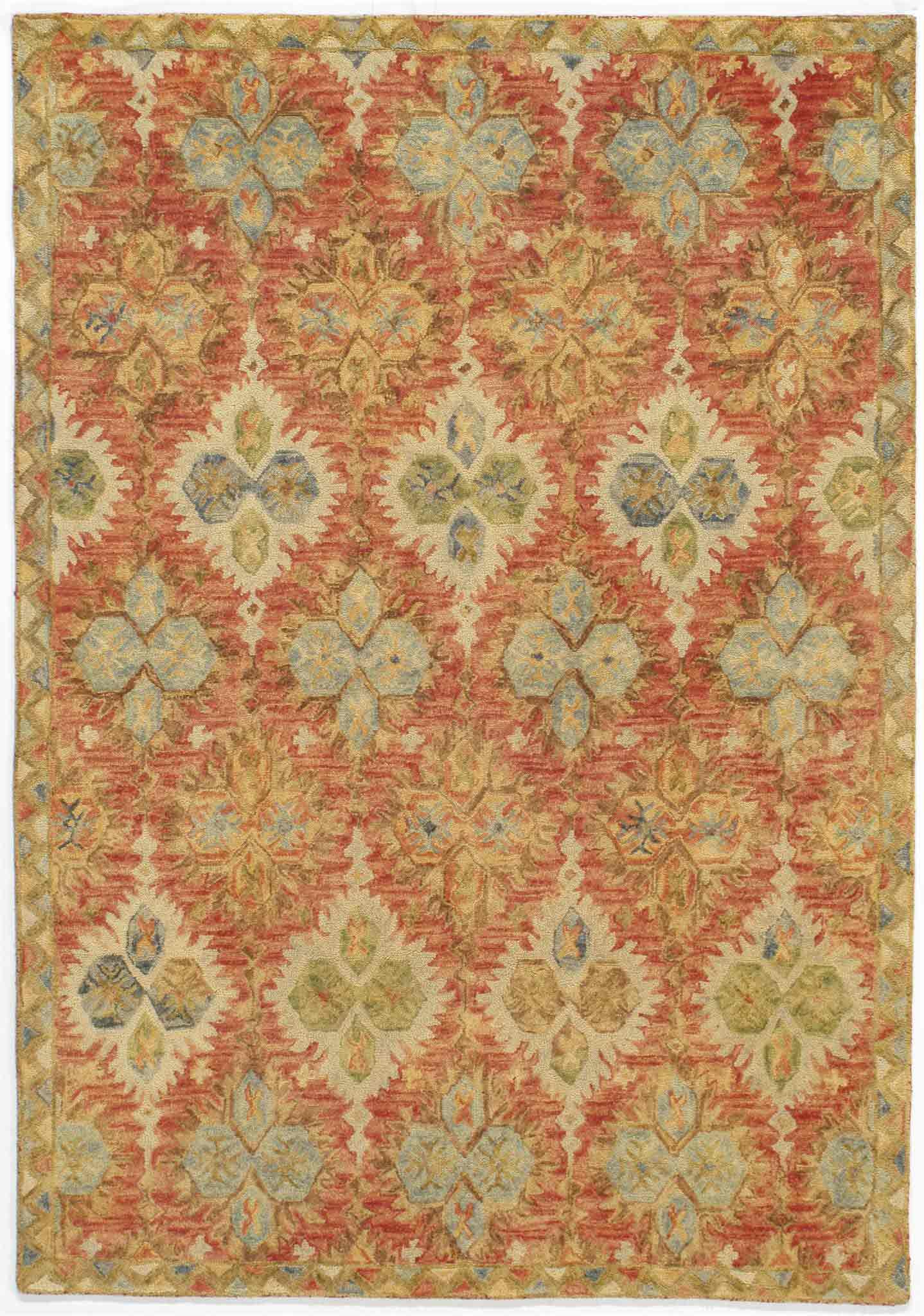 Transitional & Casual Rugs TANGIER TAN-17 Red - Burgundy & Multi Hand Hooked Rug