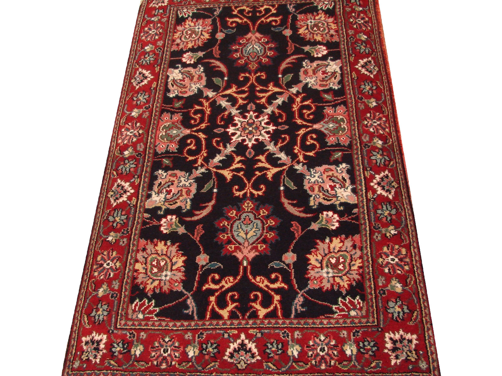 Clearance & Discount Rugs SEMNAN 0680 Black - Charcoal & Red - Burgundy Hand Knotted Rug