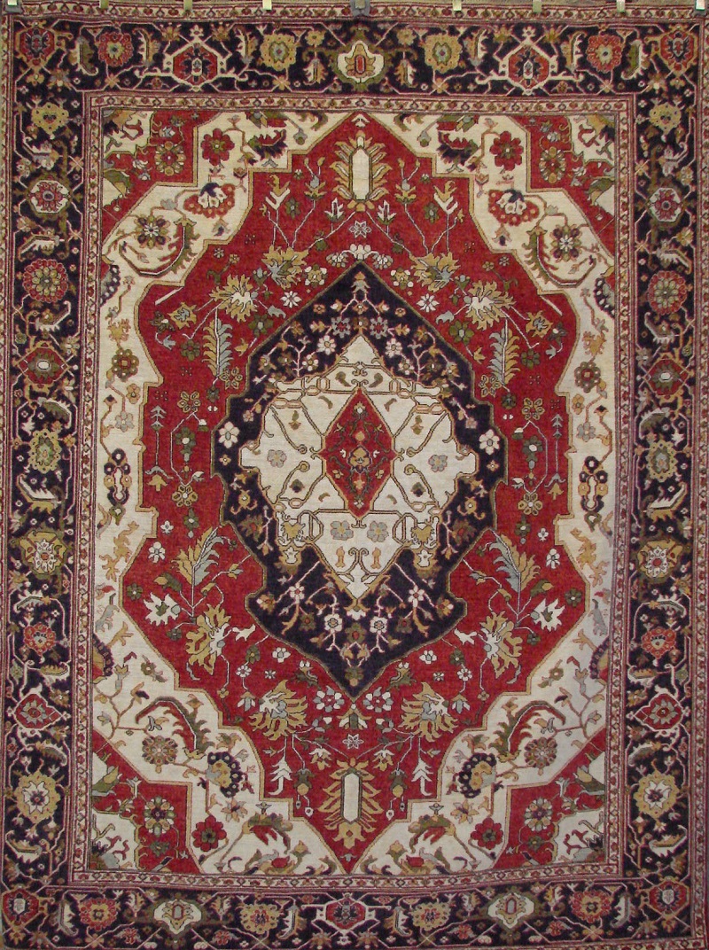 Antique Style Rugs ARYANA 021702 Red - Burgundy & Medium Blue - Navy Hand Knotted Rug