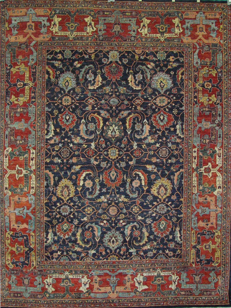 Antique Style Rugs ARYANA 021681 Medium Blue - Navy & Red - Burgundy Hand Knotted Rug