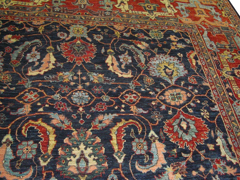 Antique Style Rugs ARYANA 021681 Medium Blue - Navy & Red - Burgundy Hand Knotted Rug