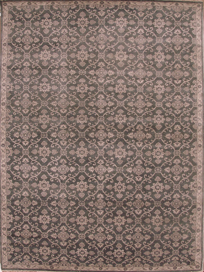 Contemporary & Transitional Rugs Turk - 1 19100 Black - Charcoal & Lt. Grey - Grey Hand Knotted Rug