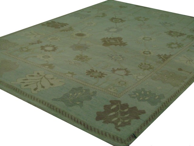 Oushak Rugs F.T. Knot 19690 Lt. Blue - Blue Hand Knotted Rug