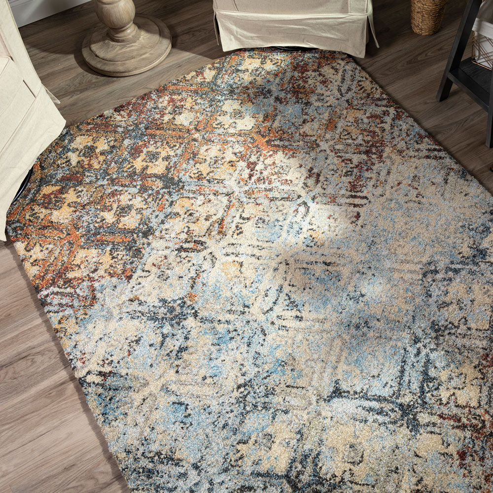 Contemporary & Transitional Rugs Aero Collection AE-8 Multi Multi & Lt. Blue - Blue Machine Made Rug