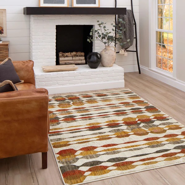Contemporary & Transitional Rugs Expressions Acoustic Ginger - By Scott Living 91821-20048 Ivory - Beige & Rust - Orange Machine Made Rug