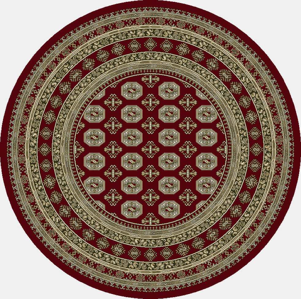 Round, Octagon & Square Rugs Ancient Garden 57102-1293 Round and Oval Red - Burgundy & Ivory - Beige Machine Made Rug