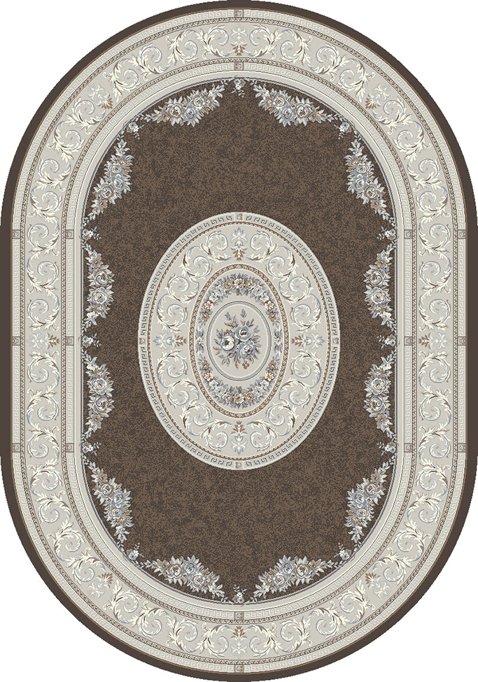 Round, Octagon & Square Rugs Ancient Garden 57226-3295 Round and oval Lt. Brown - Chocolate & Lt. Grey - Grey Machine Made Rug