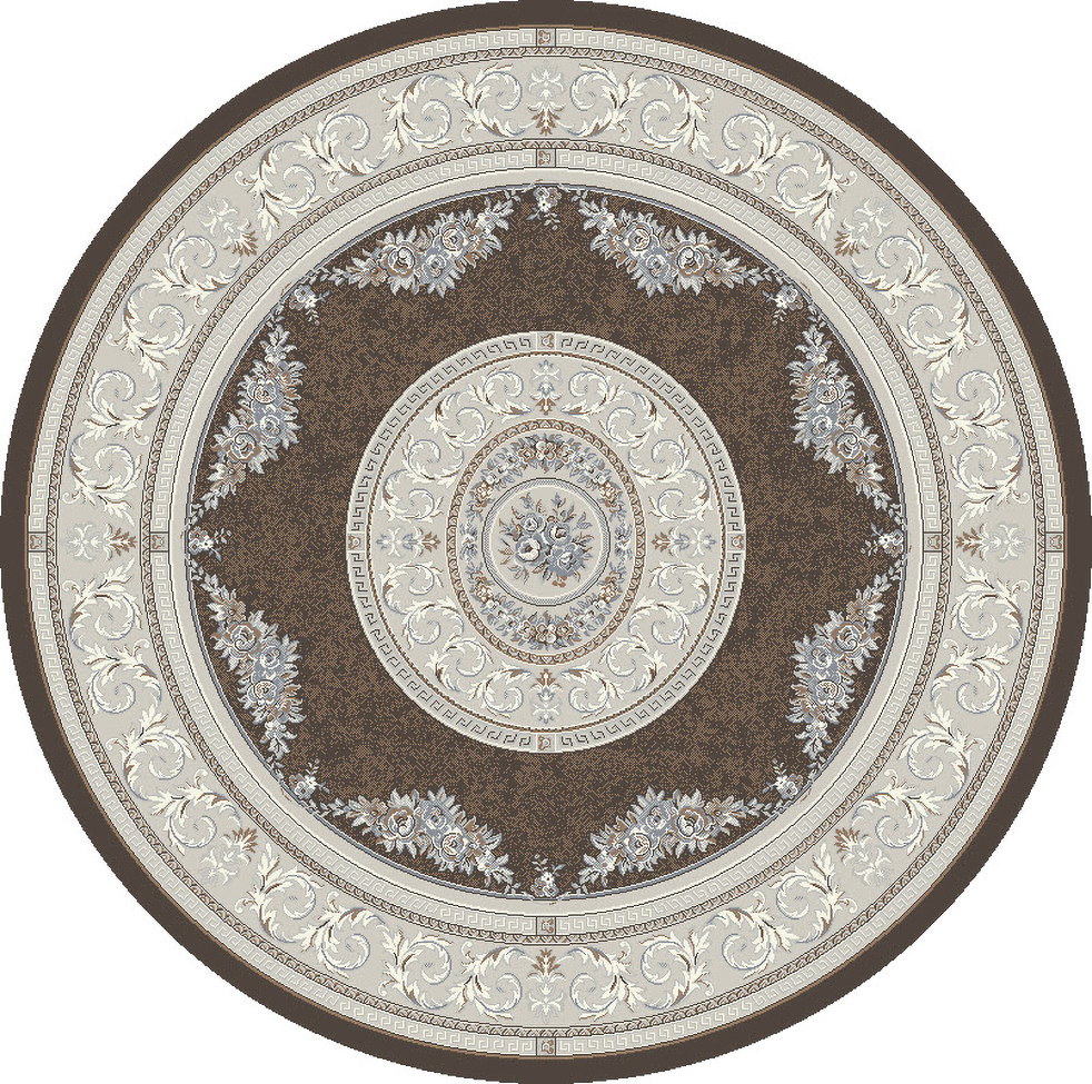 Round, Octagon & Square Rugs Ancient Garden 57226-3295 Round and oval Lt. Brown - Chocolate & Lt. Grey - Grey Machine Made Rug