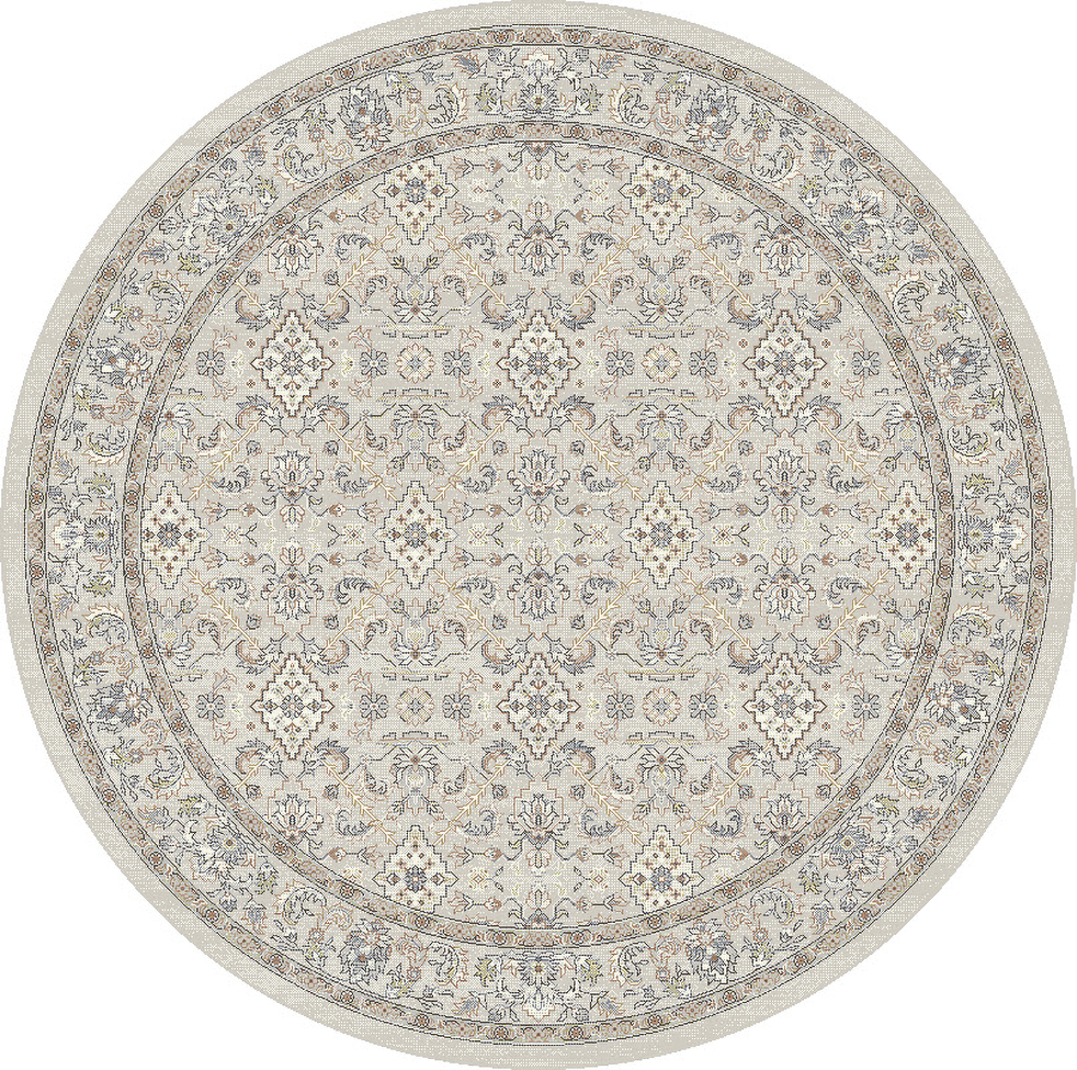 Round, Octagon & Square Rugs Ancient Garden 57276-9295 Round and Oval Lt. Grey - Grey Machine Made Rug