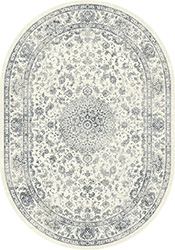 Round, Octagon & Square Rugs Ancient Garden 57109-6666 Round and Oval Ivory - Beige & Lt. Blue - Blue Machine Made Rug