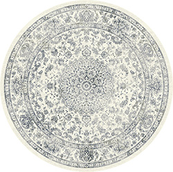 Round, Octagon & Square Rugs Ancient Garden 57109-6666 Round and Oval Ivory - Beige & Lt. Blue - Blue Machine Made Rug