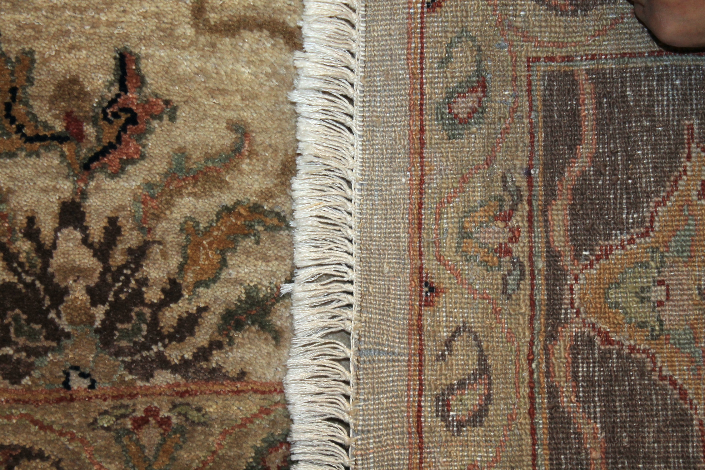 Clearance & Discount Rugs Traditional Hand Knotted Wool Rug 7722 Ivory - Beige & Lt. Brown - Chocolate Hand Knotted Rug