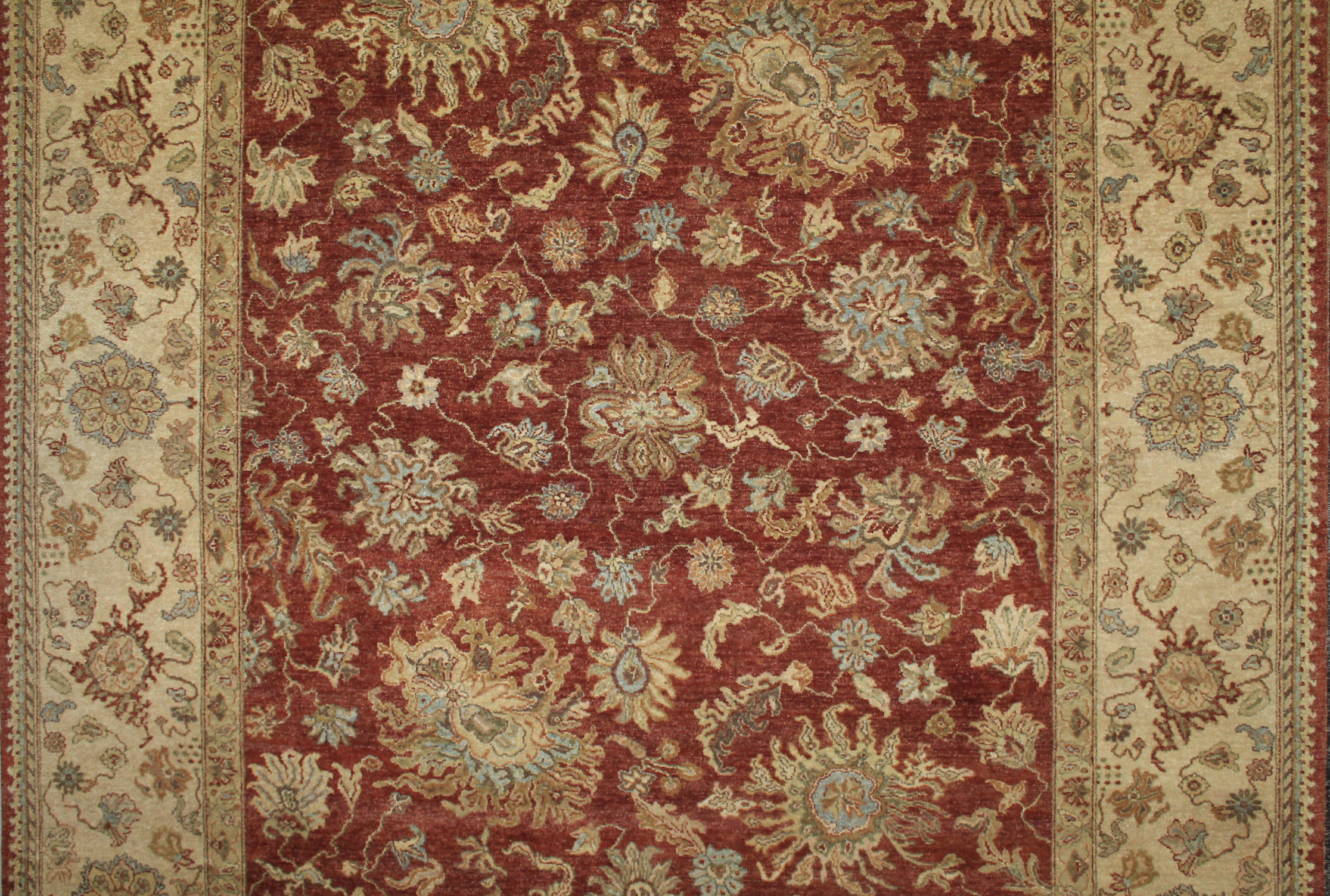 Clearance & Discount Rugs Hand Knotted Wool Rug 8769 Red - Burgundy & Ivory - Beige Hand Knotted Rug