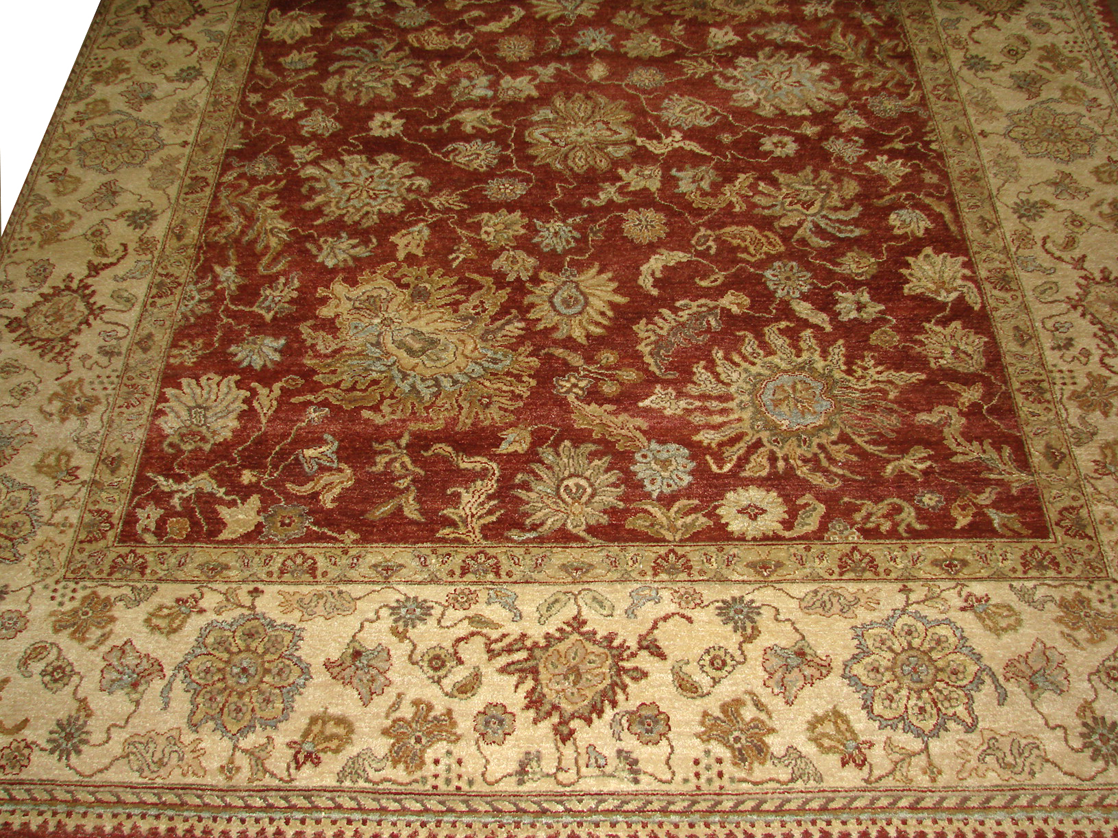 Clearance & Discount Rugs Hand Knotted Wool Rug 8769 Red - Burgundy & Ivory - Beige Hand Knotted Rug