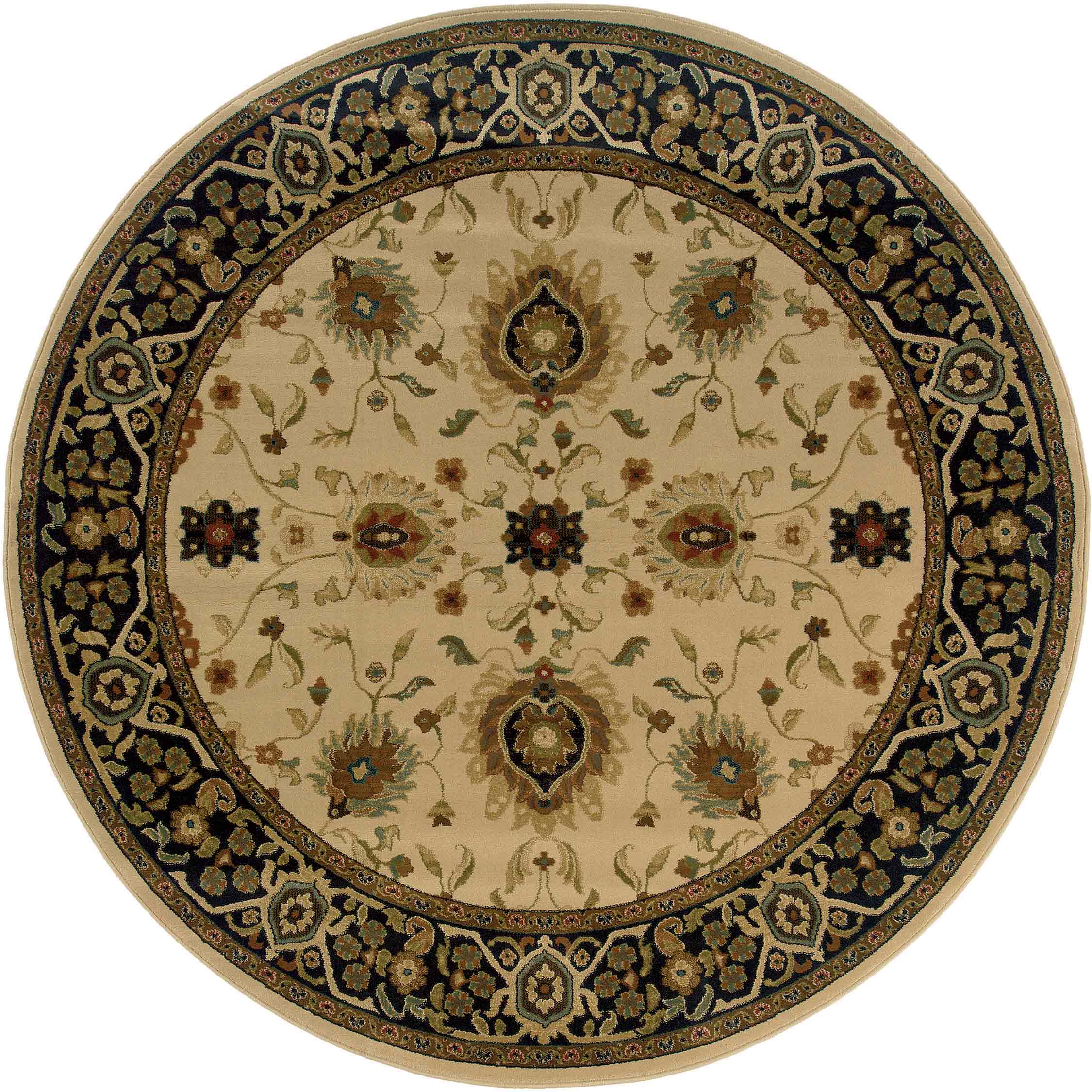 Round, Octagon & Square Rugs HUDSON 1338C Ivory - Beige & Black - Charcoal Machine Made Rug