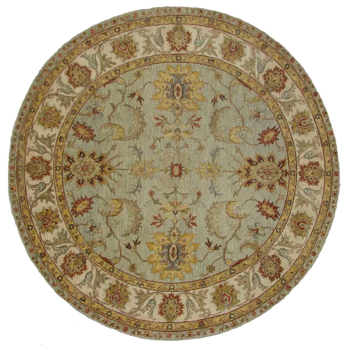 Round, Octagon & Square Rugs SULTAN 18671 Lt. Blue - Blue & Ivory - Beige Hand Knotted Rug