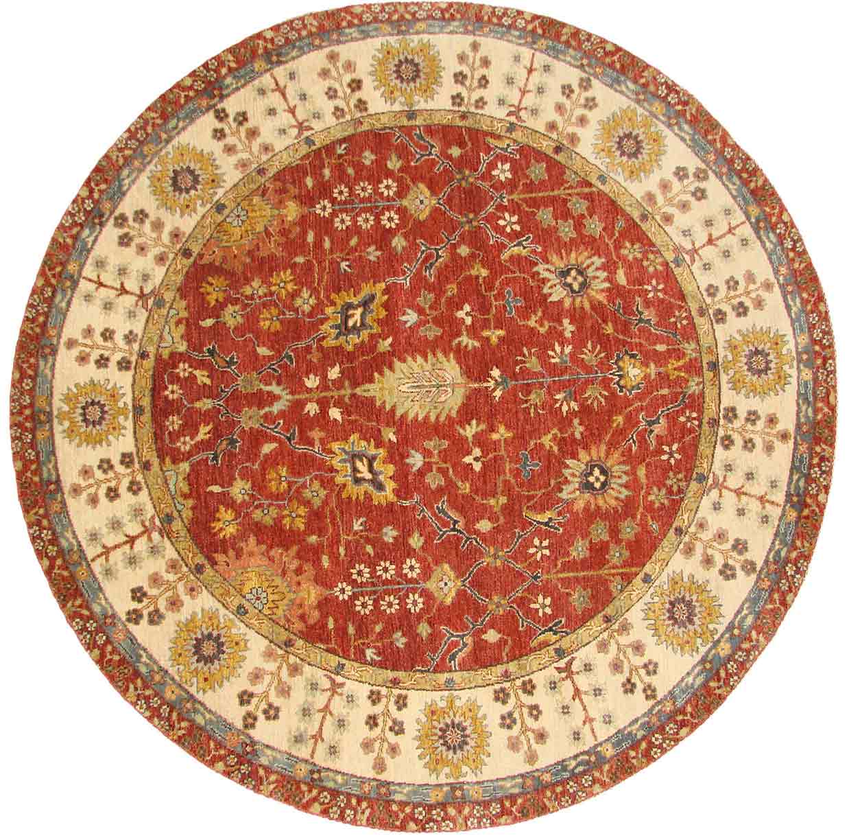 Round, Octagon & Square Rugs SULTAN 18610 Red - Burgundy & Ivory - Beige Hand Knotted Rug