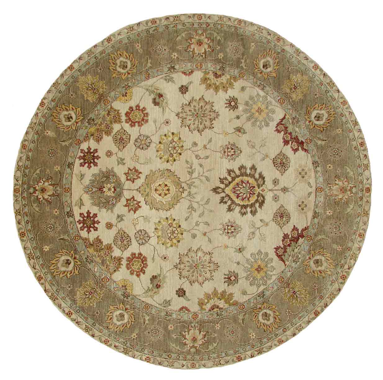 Round, Octagon & Square Rugs SULTAN 18472 Ivory - Beige & Lt. Brown - Chocolate Hand Knotted Rug