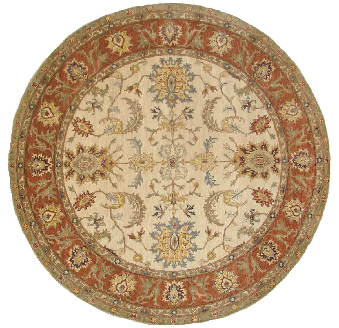 Round, Octagon & Square Rugs SULTAN 18673 Ivory - Beige & Rust - Orange Hand Knotted Rug