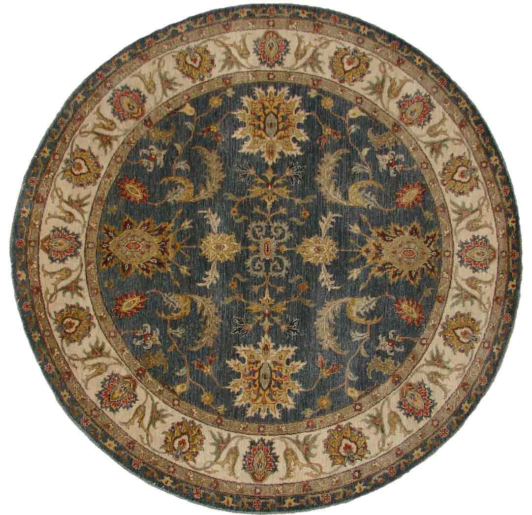 Round, Octagon & Square Rugs SULTAN 17756 Medium Blue - Navy & Ivory - Beige Hand Knotted Rug