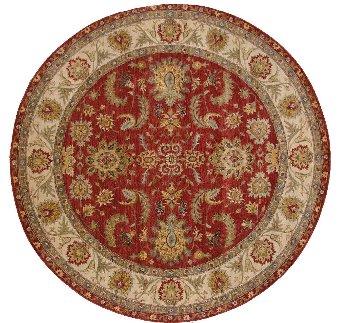 Round, Octagon & Square Rugs SULTAN 17772 Red - Burgundy & Ivory - Beige Hand Knotted Rug