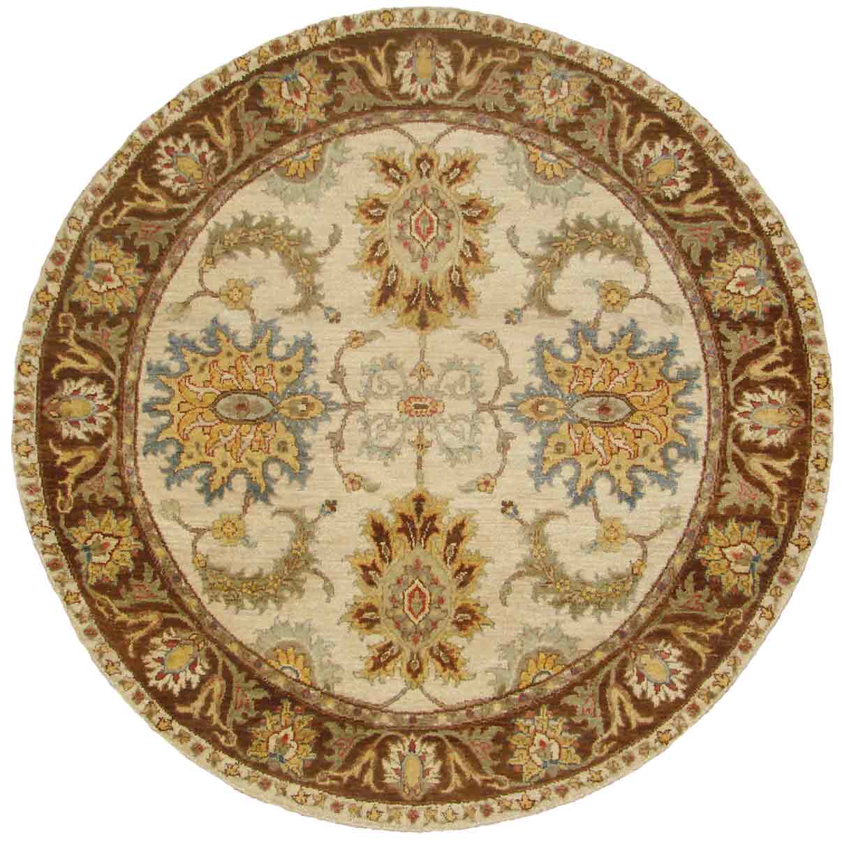 Round, Octagon & Square Rugs SULTAN 18912 Ivory - Beige & Black - Charcoal Hand Knotted Rug