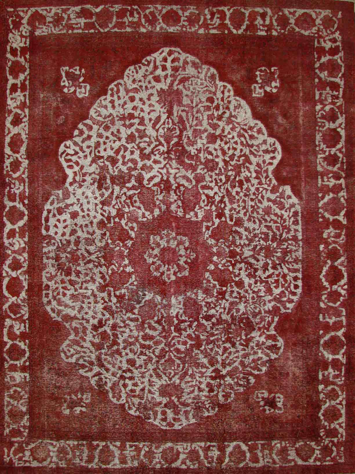 Antique Style Rugs VINTAGE 19270 Ivory - Beige & Red - Burgundy Hand Knotted Rug