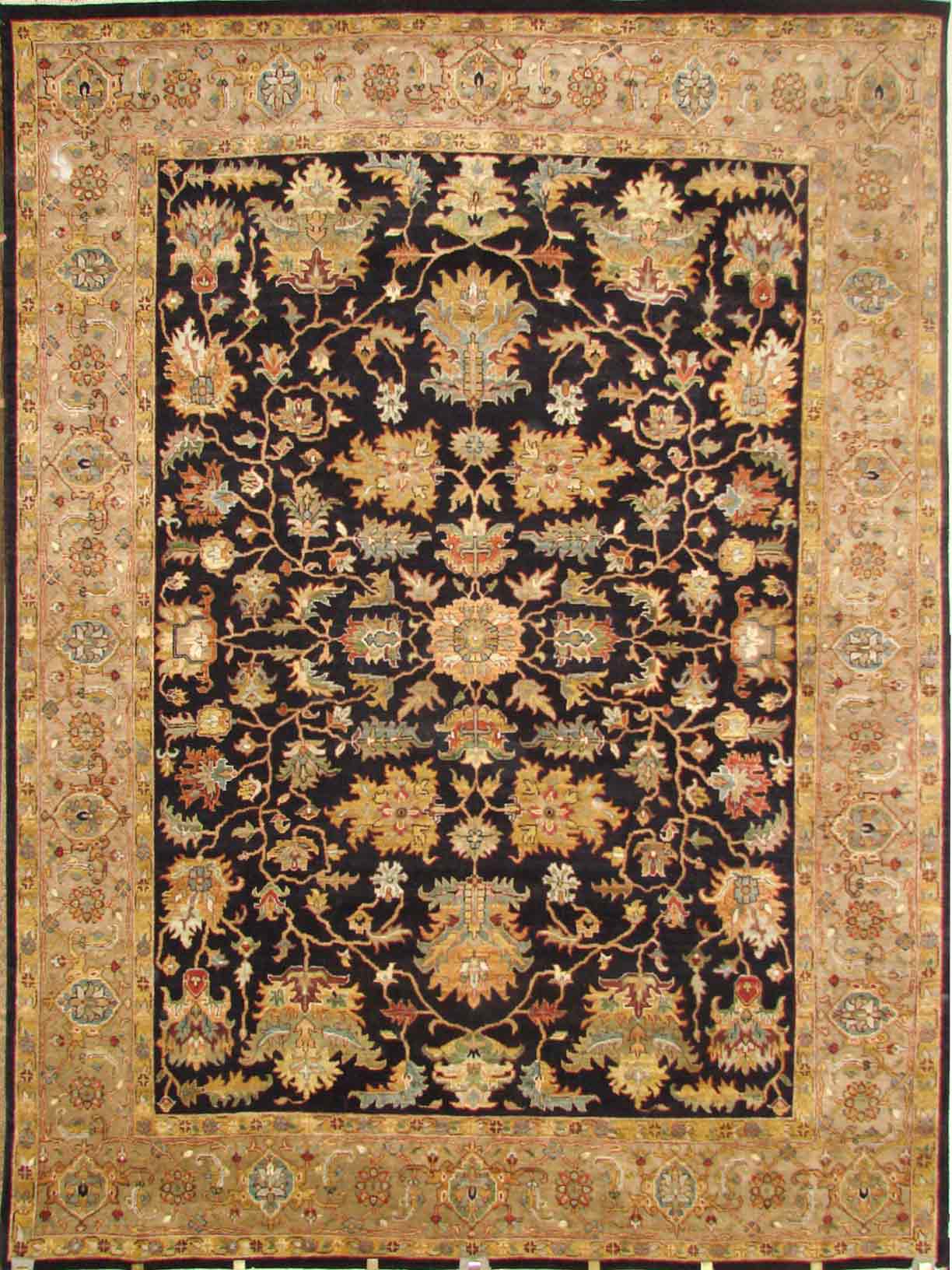 Traditional & Oriental Rugs KHYBER II 18417 Black - Charcoal & Camel - Taupe Hand Knotted Rug