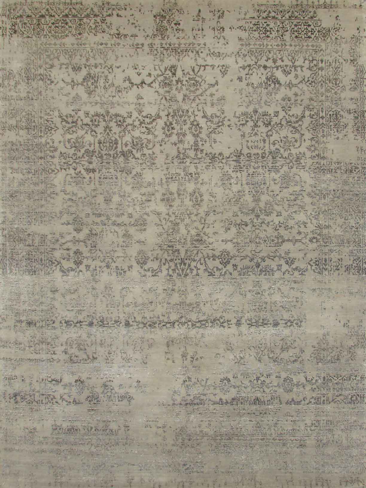 Contemporary & Transitional Rugs SAPPHIRE 19133 Ivory - Beige & Lt. Grey - Grey Hand Knotted Rug