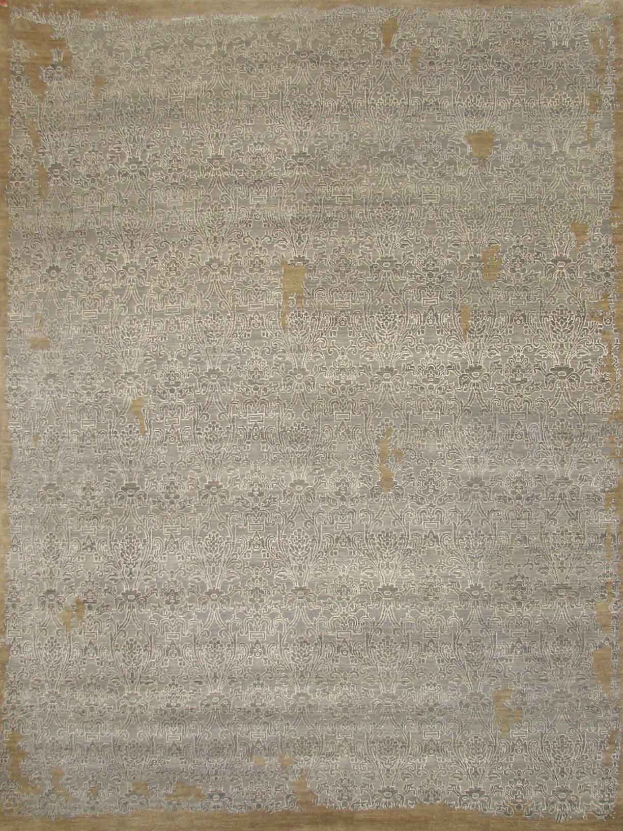 Contemporary & Transitional Rugs SAPPHIRE 19136 Lt. Grey - Grey & Ivory - Beige Hand Knotted Rug