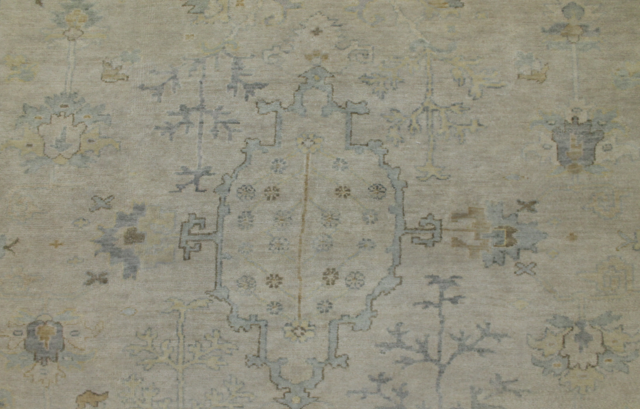 Oushak Rugs FT Knot 023429 Ivory - Beige & Lt. Grey - Grey Hand Knotted Rug