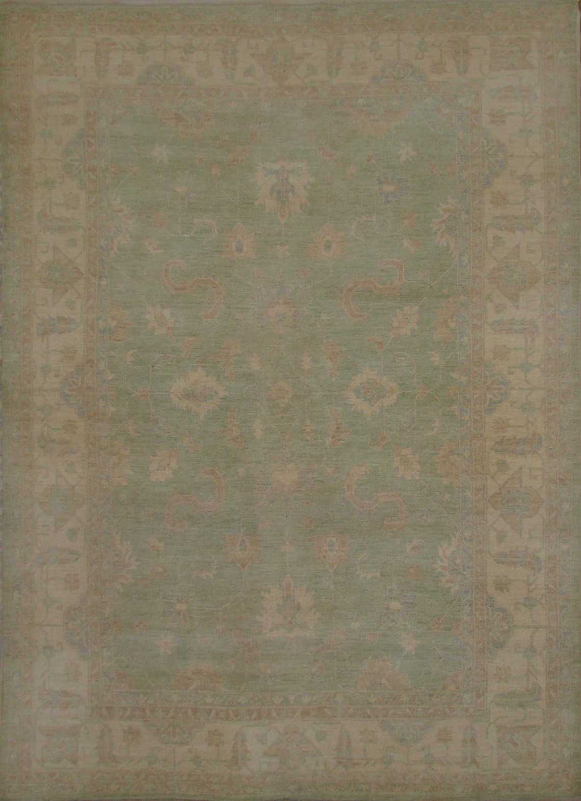 Oushak Rugs PAK-TURKISH 17582 Aqua - Lt.Green & Ivory - Beige Hand Knotted Rug