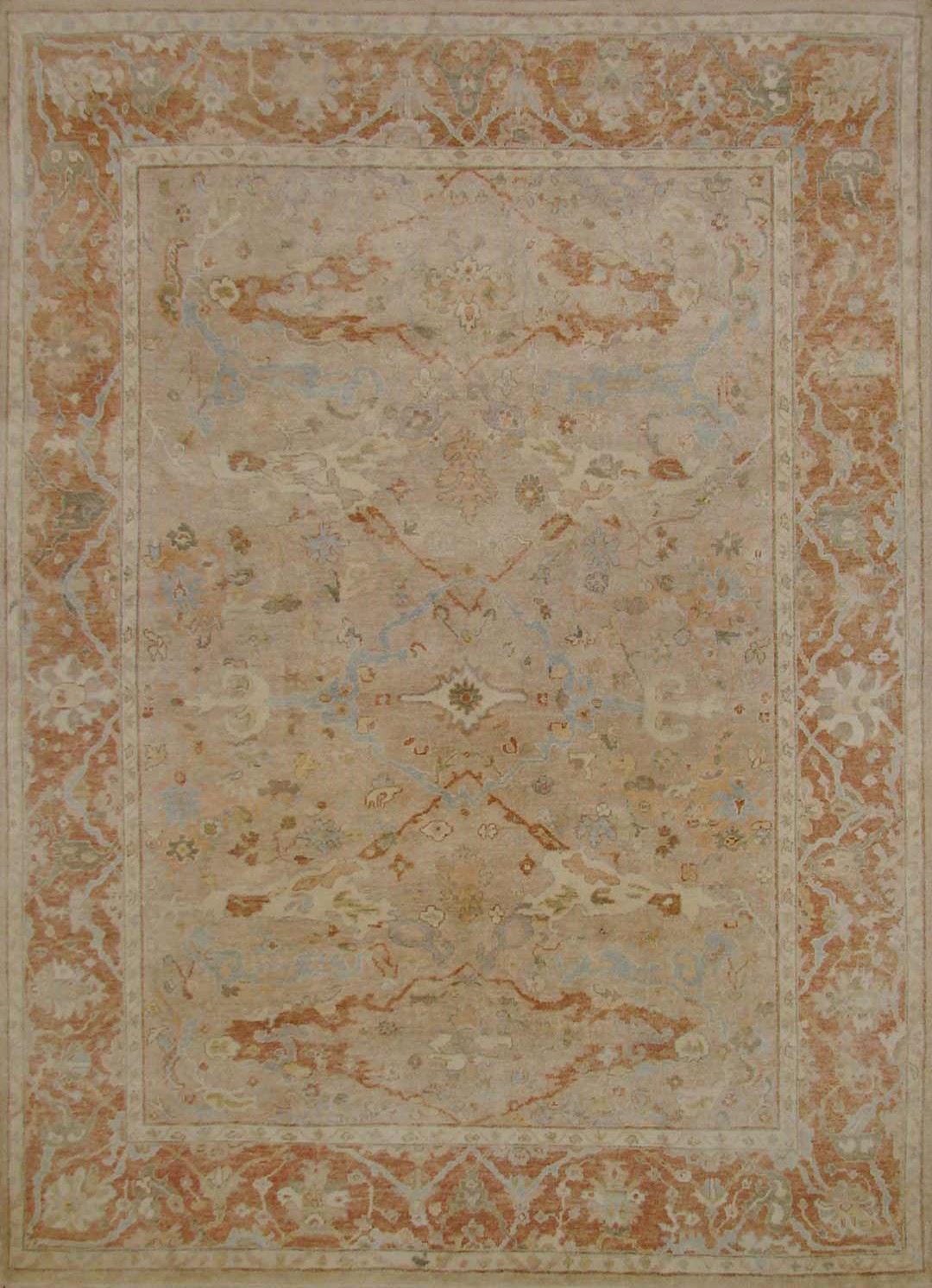 Oushak Rugs F.T.KNOT 19708 Camel - Taupe & Rust - Orange Hand Knotted Rug