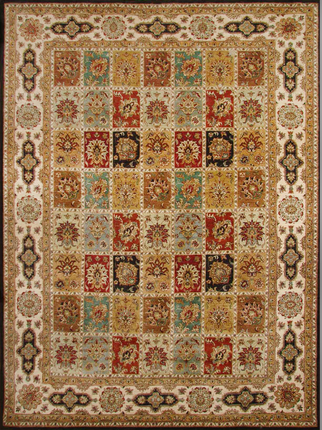 Antique Style Rugs SULTAN 19621 Black - Charcoal & Ivory - Beige Hand Knotted Rug