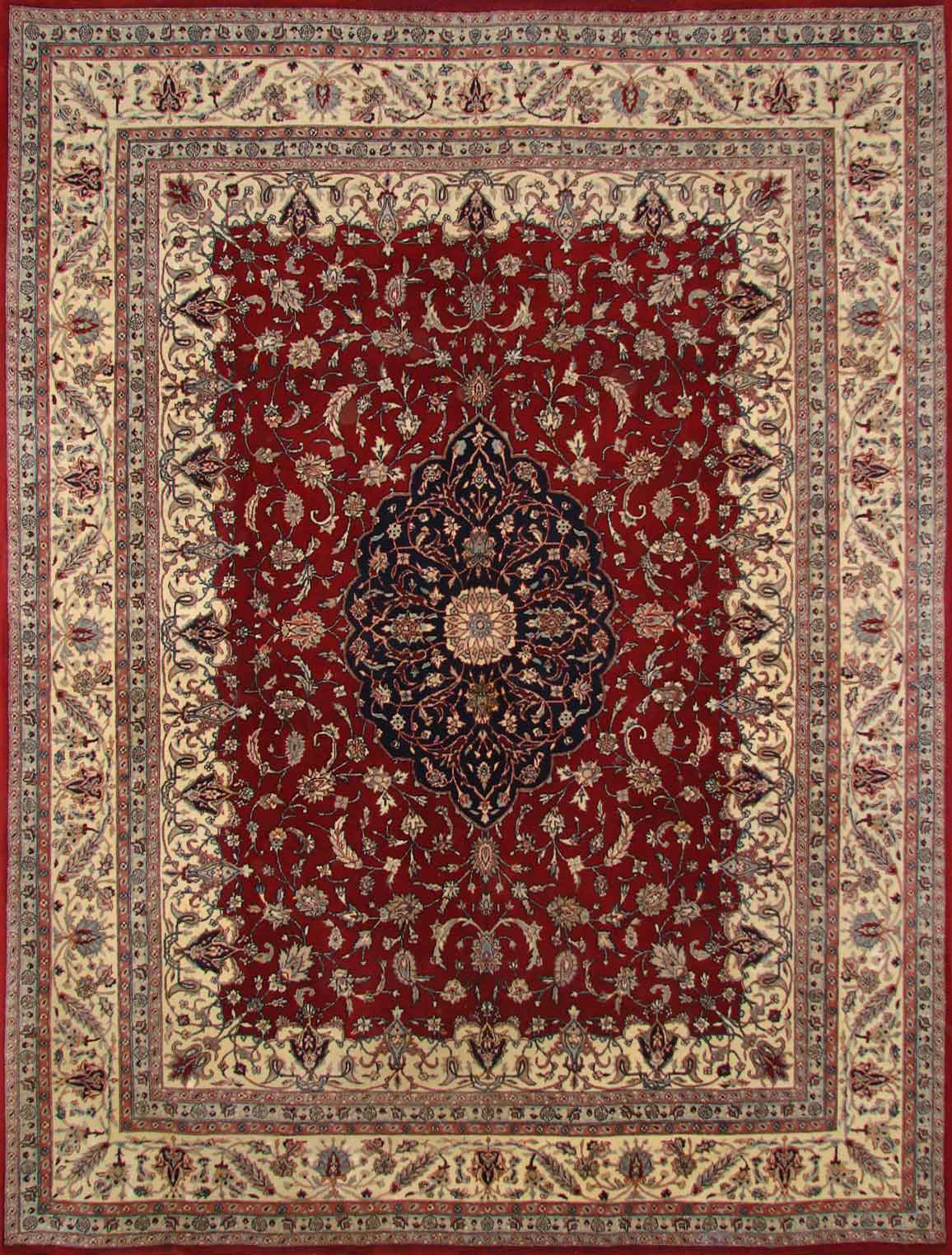 Traditional & Oriental Rugs 160-LINE 19782 Red - Burgundy & Ivory - Beige Hand Knotted Rug