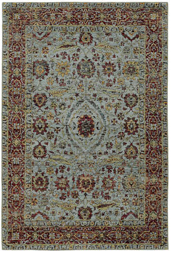 Traditional & Oriental Rugs ANDORRA 7155A Lt. Blue - Blue & Rust - Orange Machine Made Rug