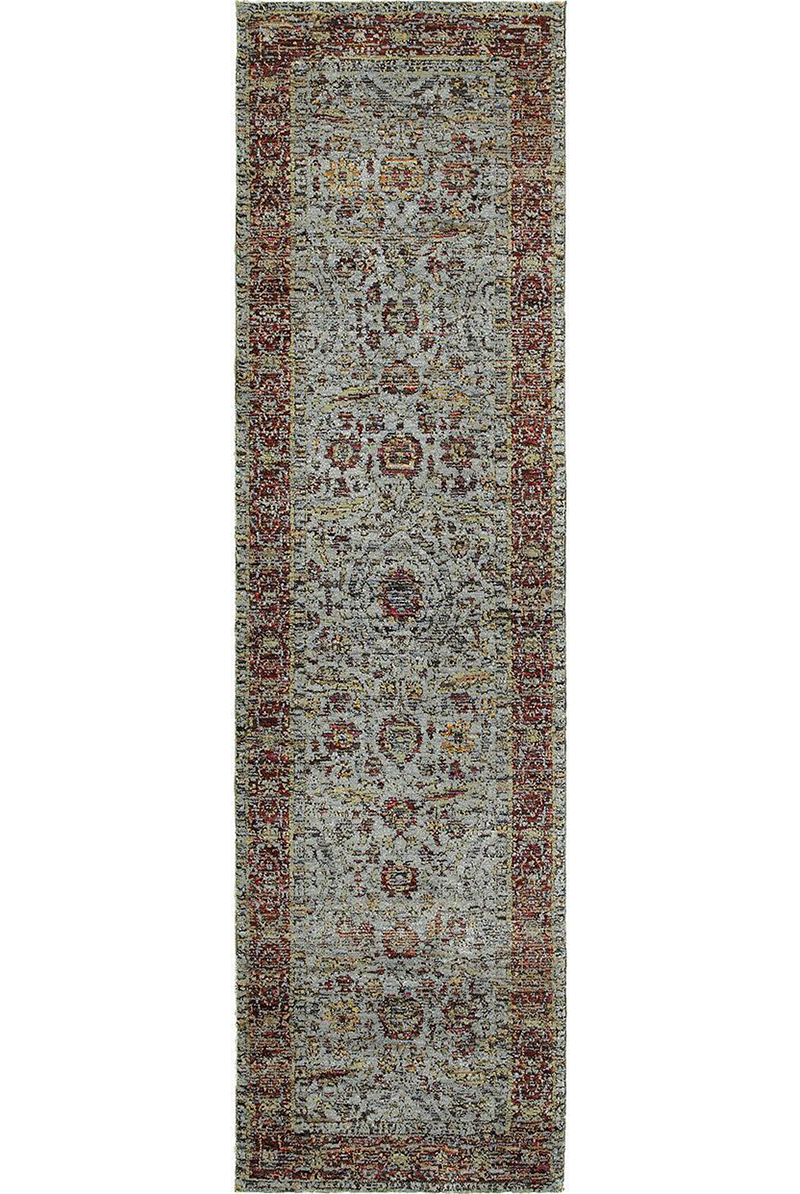 Traditional & Oriental Rugs ANDORRA 7155A Lt. Blue - Blue & Rust - Orange Machine Made Rug