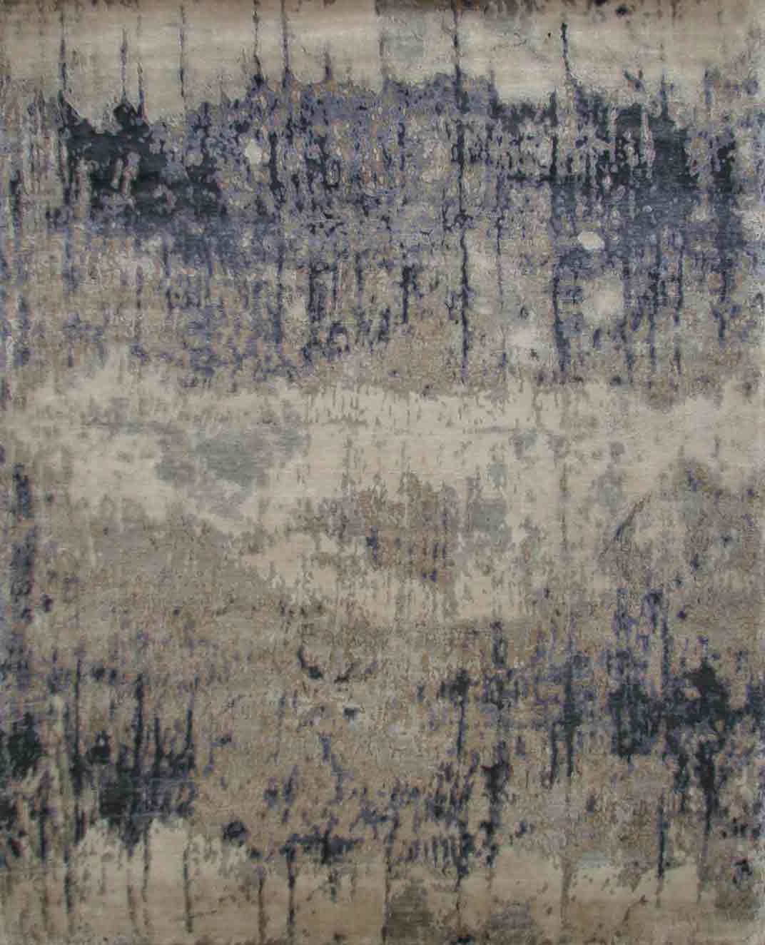 Contemporary Rugs & Transitional Rugs SPLASH 20440 Ivory - Beige & Lt. Blue - Blue Hand Knotted Rug
