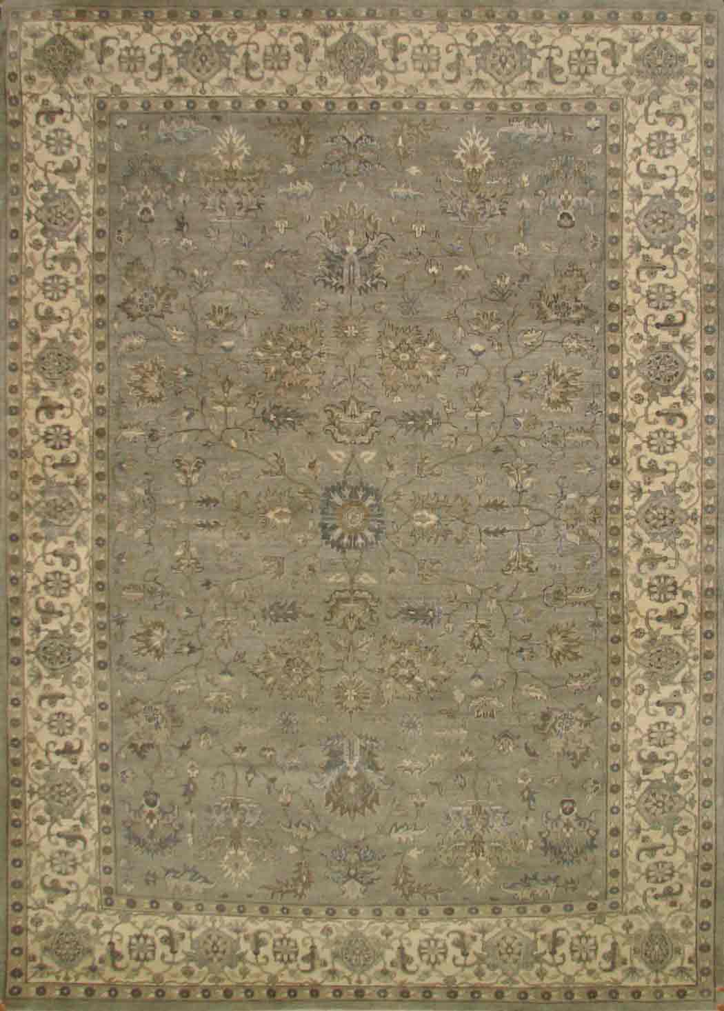 Traditional & Oriental Rugs KHYBER II 20406 Lt. Grey - Grey & Ivory - Beige Hand Knotted Rug