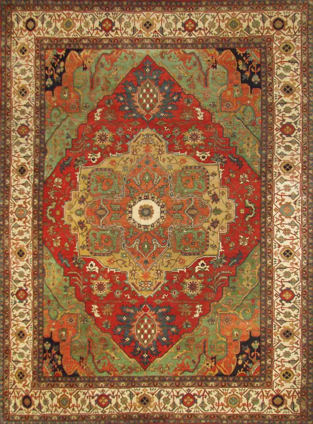 Traditional & Oriental Rugs FINE SERAPI 20243 Rust - Orange & Ivory - Beige Hand Knotted Rug