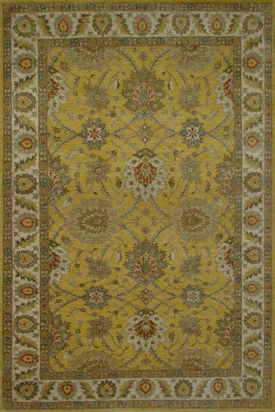 Traditional & Oriental Rugs SULTAN 20492 Lt. Gold - Gold & Ivory - Beige Hand Knotted Rug
