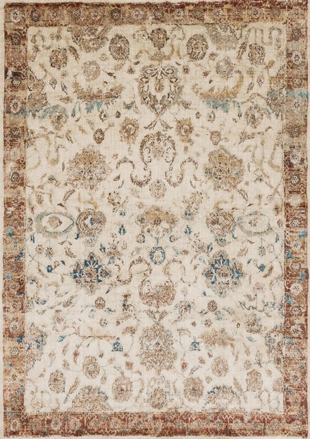 Oushak Rugs ANASTASIA AF-04 Ivory - Beige & Rust - Orange Machine Made Rug