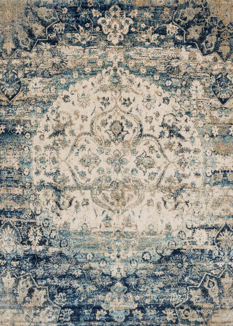 Oushak Rugs ANASTASIA AF-06 Lt. Blue - Blue & Ivory - Beige Machine Made Rug