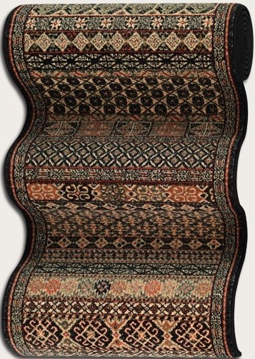 Hall & Stair Runner Rugs old world classics 4327/0002A  Multi & Black - Charcoal Machine Made Rug