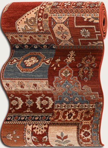 Hall & Stair Runner Rugs Timeless Treasures 4323/0300A Red - Burgundy & Multi Machine Made Rug