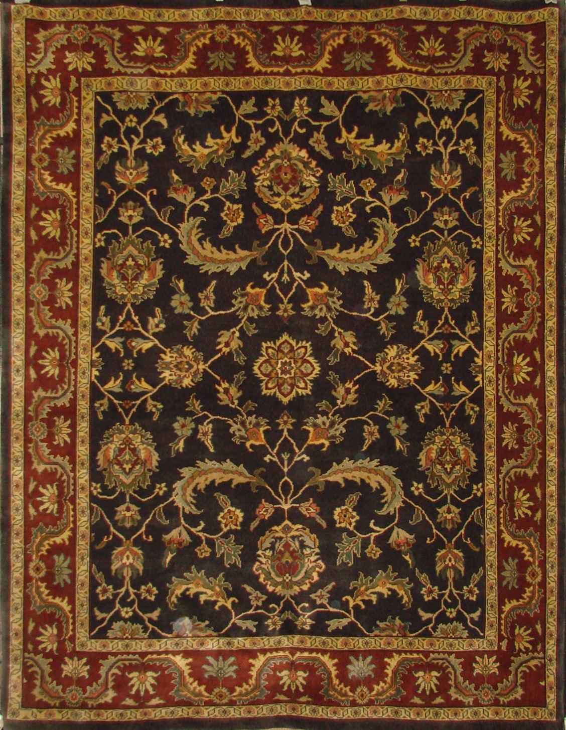 Clearance & Discount Rugs ALL OVER 0017 Black - Charcoal & Rust - Orange Hand Knotted Rug