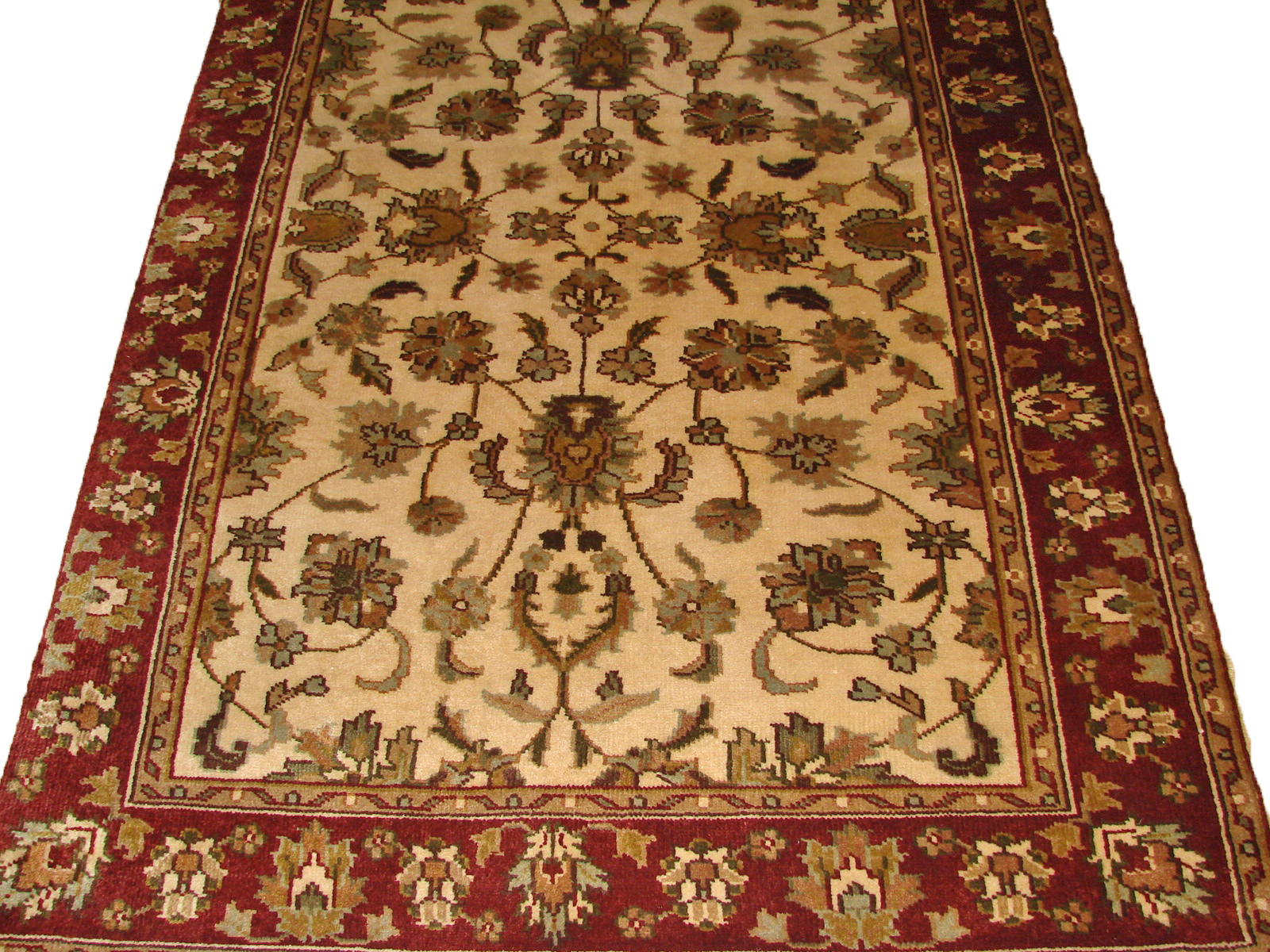 Clearance & Discount Rugs KASHAN-678 0058 Ivory - Beige & Red - Burgundy Hand Knotted Rug