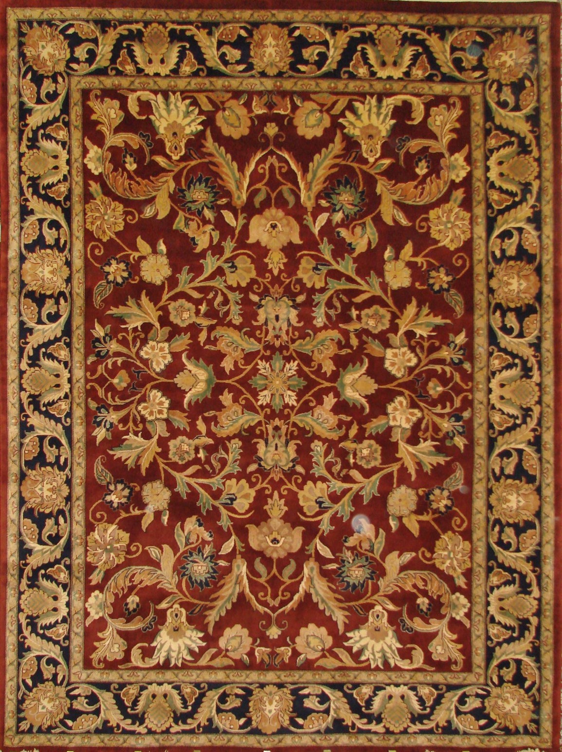 Clearance & Discount Rugs KASHAN-25 0110 Red - Burgundy & Medium Blue - Navy Hand Knotted Rug